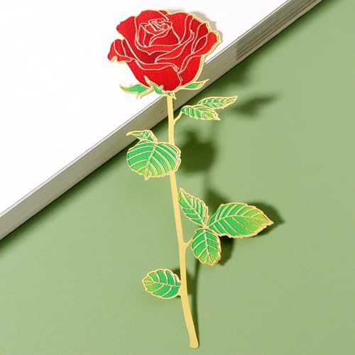 2pcs Elegant Metal Rose and Peony Bookmarks with Tassel Clips