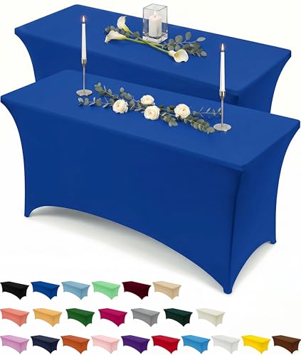Utopia Kitchen 8FT Spandex Table Cloth - 2 Pack, Royal Blue