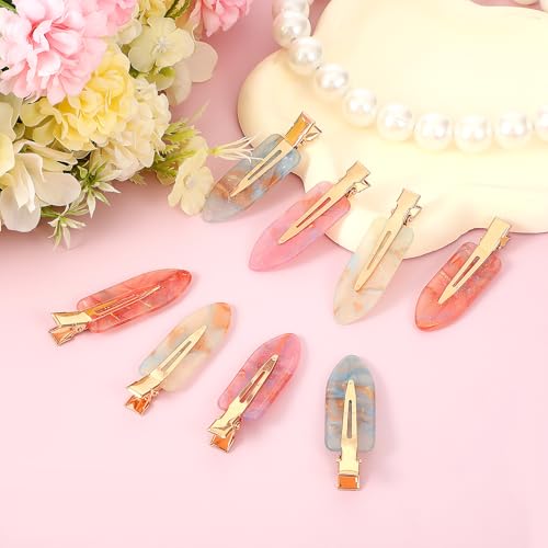 No Crease Hair Clips for Makeup and Skincare 8-Pack Colorful Flat Duckbill Hairpins