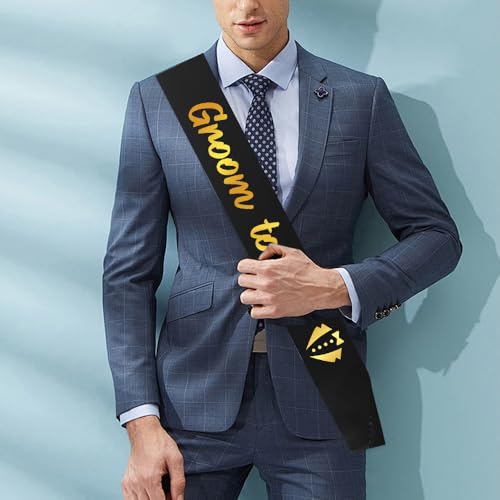 Groom To Be Sash Black Groom Sash with Gold Foil - Bachelor Party Decorations & Gifts - Groom to Be Accessories