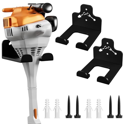 Heavy Duty Garage Trimmer Wall Mount Rack - 2 Pack Black Weed Eater Hanger