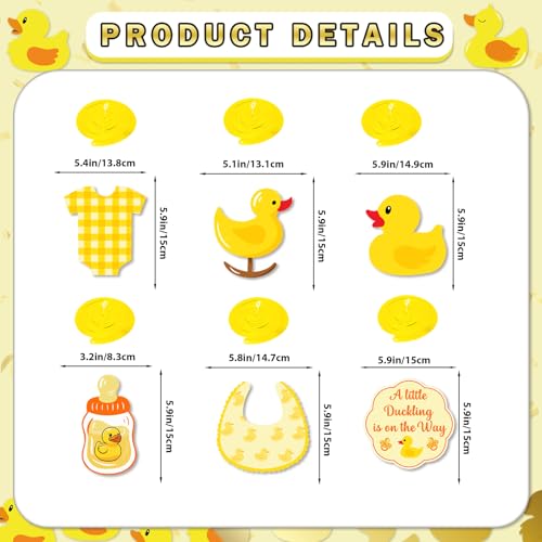Gold Duck Baby Shower Decorations Set - A Little Duckling Is On The Way Banner & Swirls