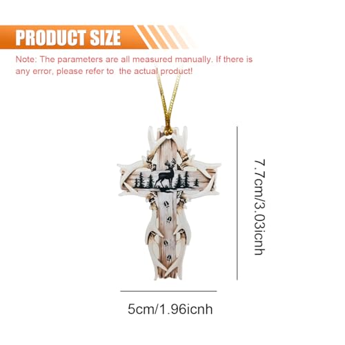 Deer & Cross Acrylic Car Rear View Mirror Ornament