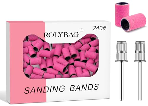Rolybag Nail Drill Sanding Bands 240 Grit with Mandrel Bits
