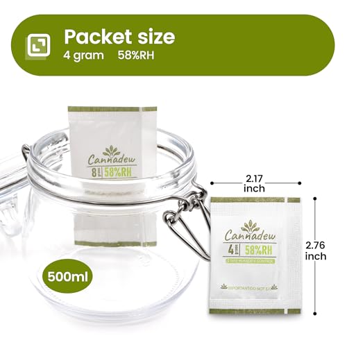 Cannadew 58% RH Humidity Control Packs, 4g Two-Way Humidity Absorber, 15 Pack