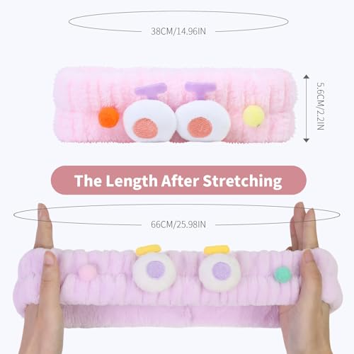 FlyingMage Spa Headband for Washing Face 2 Pack Fluffy Makeup Hair Band