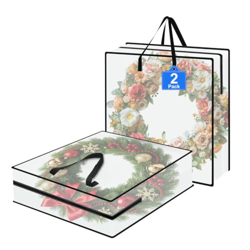 EverPetal Wreath Storage Bags 2-Pack, 26" Clear Containers