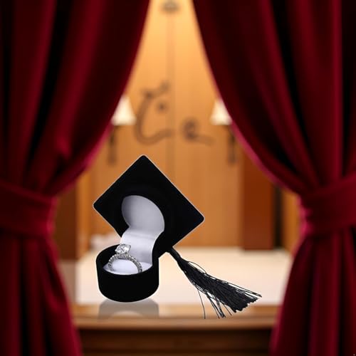 Black Graduation Cap Ring Box - Class Ring Storage and Keepsake