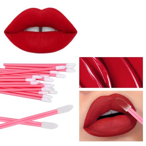 Aange 250 Pack Disposable Lip Wands with Case - Pink Doe Foot Lip Gloss and Concealer Applicators