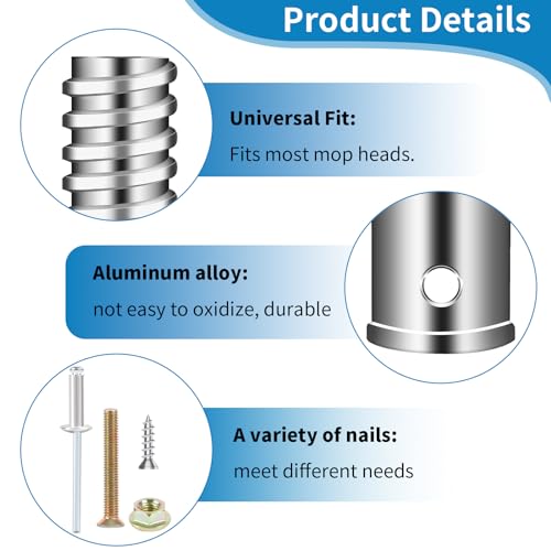 Universal 0.8-inch Threaded Mop & Broom Handle Replacement Kit - Metal Tips