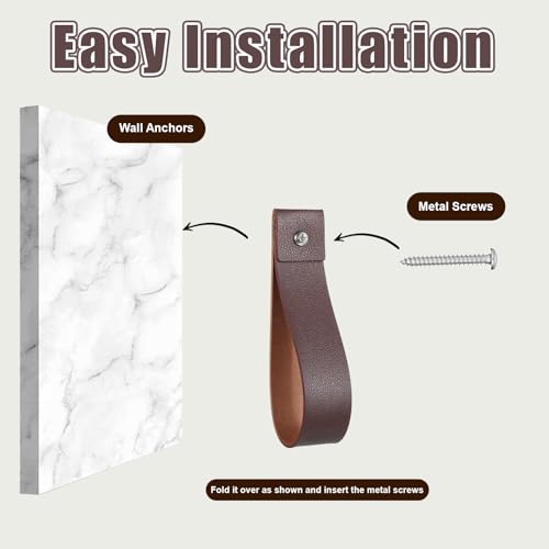 Eldraqth 10-Piece Leather Wall Hanging Straps - Boho Curtain Rod Holders
