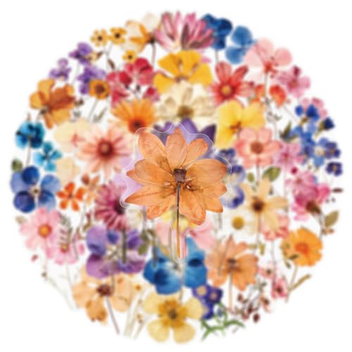 50 Pcs Waterproof Pressed Dried Flower Stickers for Journaling