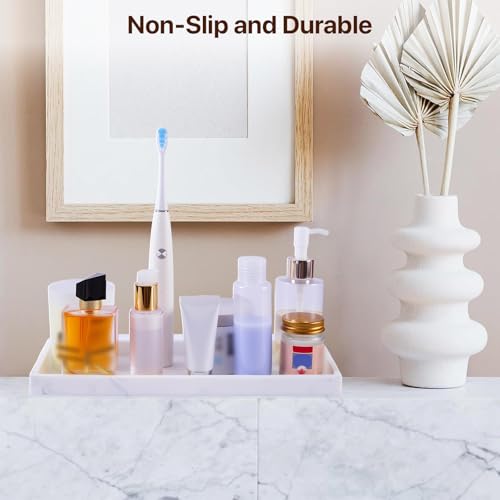 DTCSWACN White Marble Bathroom Vanity Tray 11.8 x 5 Inches for Sink & Countertop
