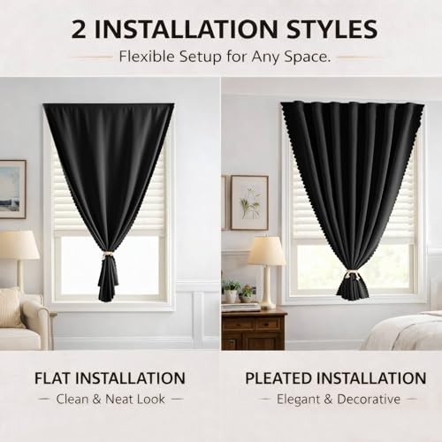 Self-Adhesive Blackout Curtain - Peel and Stick, 35" x 59", Black