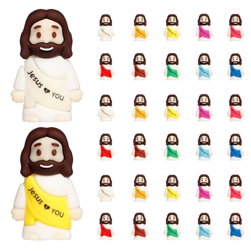 30pcs Mini Jesus Figures, Tiny Religious Figurines for Easter Eggs