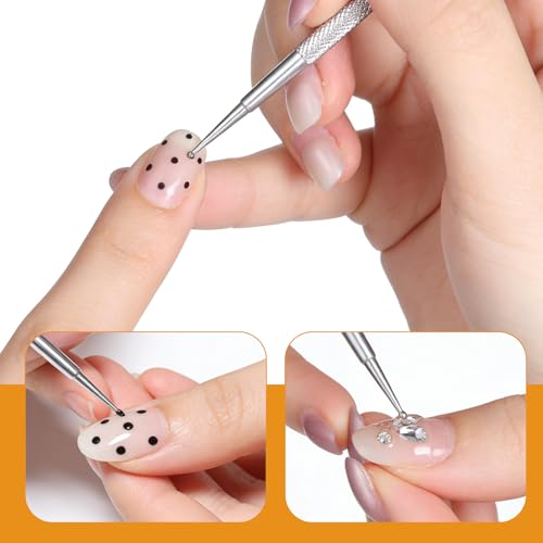 5 Pcs Double-Sided Nail Dotting Tool Stainless Steel Ball Pens