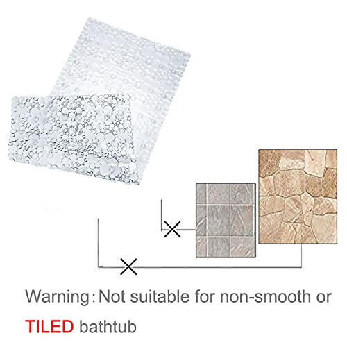 Mantto Extra Long Non-Slip Pebble Bath Mat, 34.2" x 15.7" - Clear