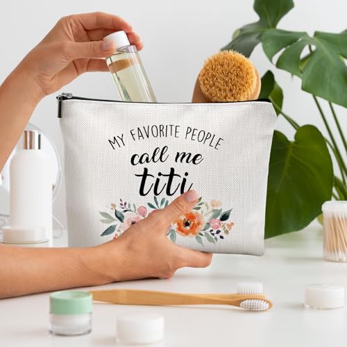 Aunt Makeup Bag Linen Travel Toiletry Pouch Gift for Auntie