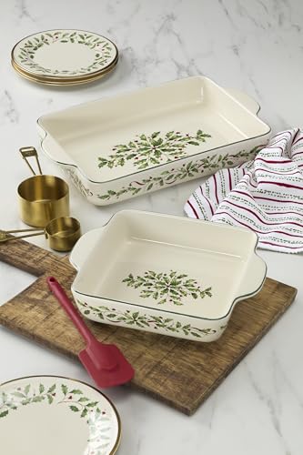 Holiday Stoneware Rectangular Baking Dish - Large Christmas Decor