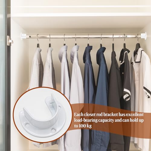 Biaungdo 1-1/4 Inch Heavy Duty Closet Rod End Supports - 2 Pack, White