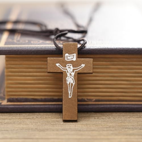 4-Piece Natural Wooden Cross Necklaces for Men & Women