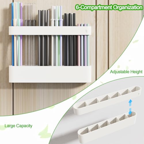 Silicone Straw Holder for Cabinet Door - Adjustable Kitchen Organizer