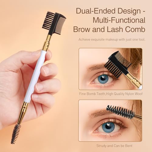 Kootinn 6 Pack 3-Head Eyebrow Brush and Eyelash Comb Grooming Tool