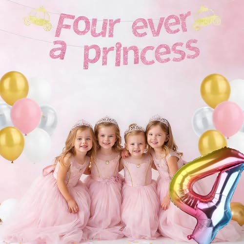 Princess Birthday Decorations Kit for 4-Year-Old Girls - 35 Pcs