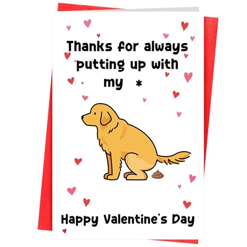 Funny Dog Valentine's Day Card with Gold Envelope - 8x5.2 in