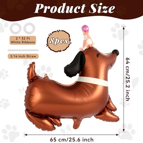 Dachshund Dog Birthday Balloons - 8 Pcs Foil Party Decor