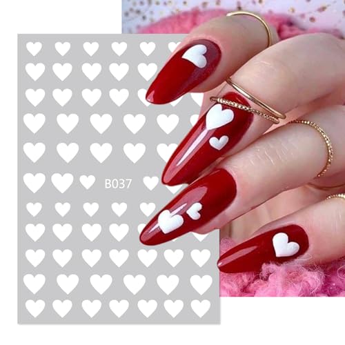 TailaiMei Heart Nail Stickers Colorful Glitter Self-Adhesive Nail Decals