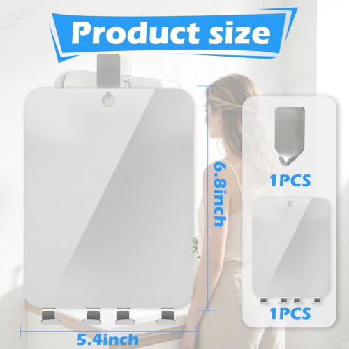 Fogless Shower Mirror with Razor Holders - No-Drill Wall Mount