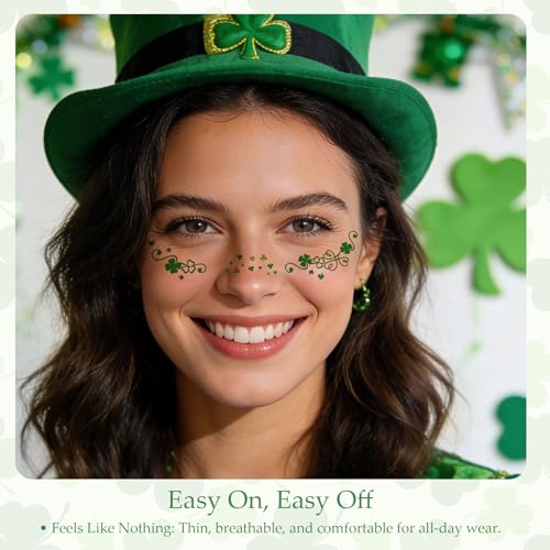 St. Patrick’s Day Shamrock Glitter Freckle Temporary Tattoos 6 Sheets