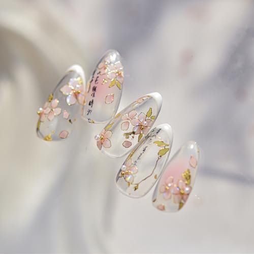 BUNLVDI 5D Embossed Pink Flower Nail Stickers Self-Adhesive Floral Decals