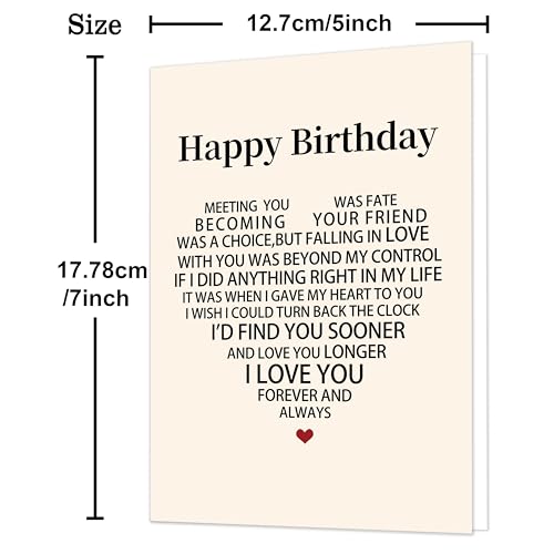 Romantic Birthday Card for Him or Her - Heartfelt Love Message