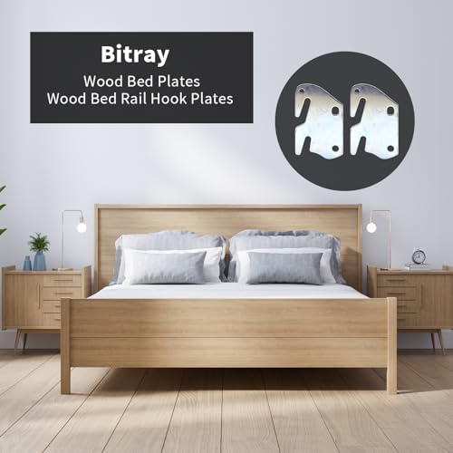 Bitray 4pcs Wooden Bed Rail Hook Plates Replacement Bed Frame Hardware