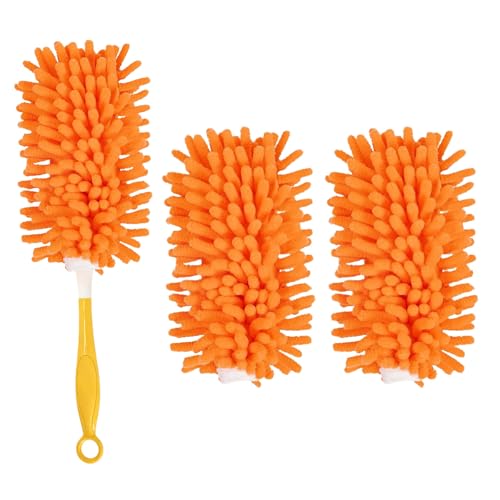 BEVAUEG Reusable Duster Pads for Swiffer - Washable Microfiber, 2 Pack Orange