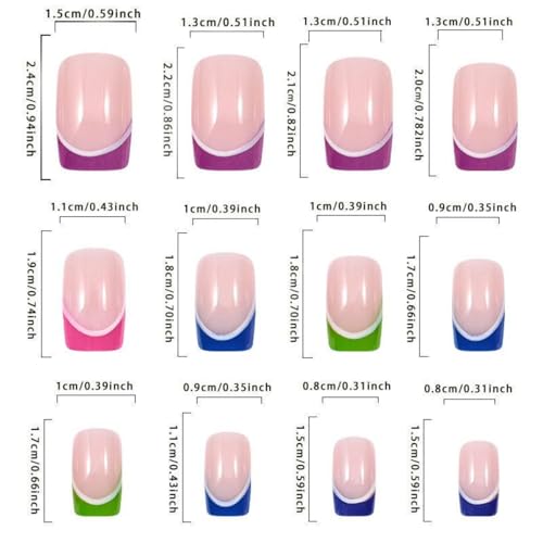 French Tip Press on Nails Medium Square Glossy Nude Pink False Nails Kit