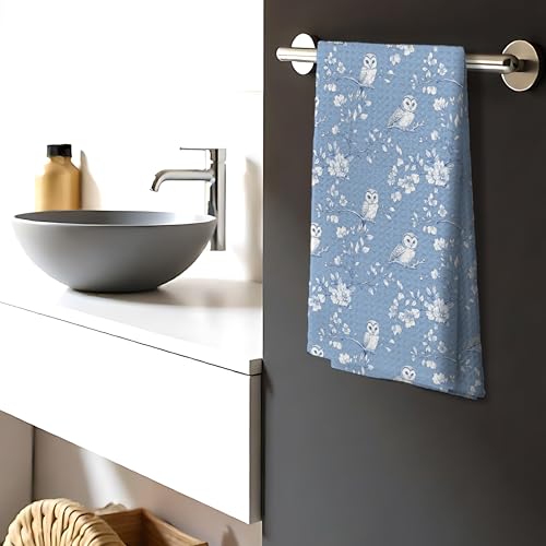 Blue Chinoiserie Bird Print Decorative Hand Towels - 16x24 Inch