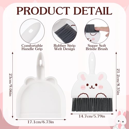 Little White Rabbit Portable Mini Dustpan and Brush Set for Small Space Cleaning
