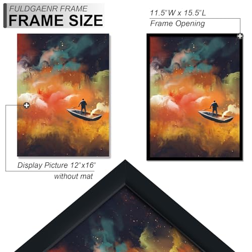 FULDGAENR 12x16 Black Picture Frame Set for Photos & Posters - 1 Pack