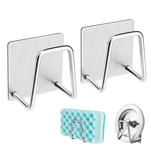 NEXCURIO Stainless Steel Sink Sponge Holder 2 Pack - Rustproof Waterproof Kitchen Organizer