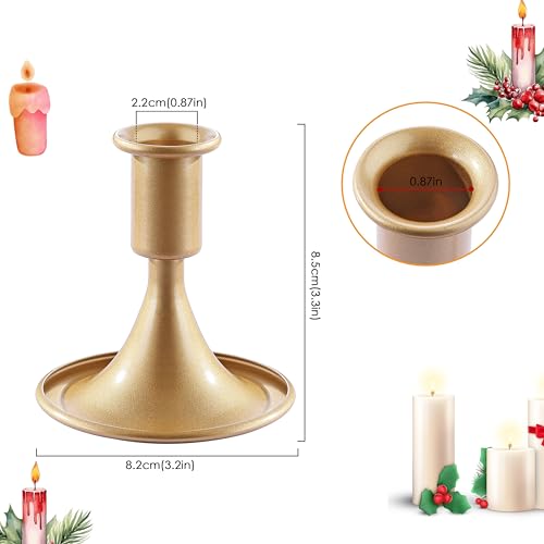 OLULU Gold Taper Candle Holders - 2PCS Vintage Brass Design