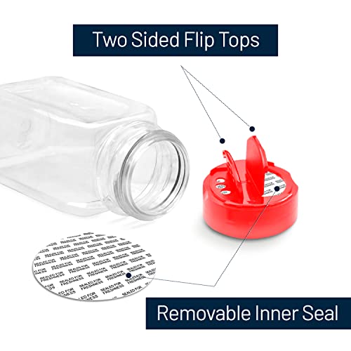 9.5 Oz Plastic Spice Jars with Red Caps - 6 Pack for Herbs & Spices