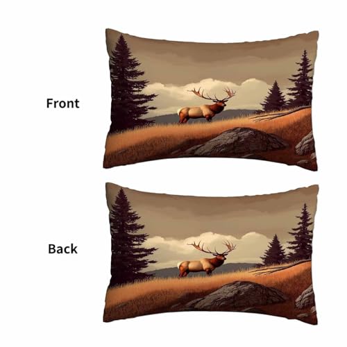Mugod Wildlife Elk Cushion Cover | 20x30 Inch Decorative Pillow Case