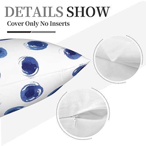 VARUN Dots Throw Pillow Cover 18x18inch - Blue Polka Dots Design