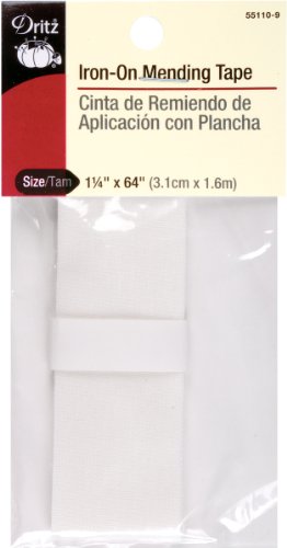 Dritz Iron-On Mending Tape, 1.25" x 64" - White Fabric Repair