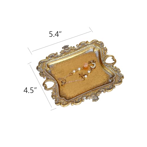 Gold Ring Holder Jewelry Dish - Elegant Trinket Tray for Rings