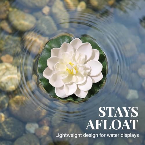 Set of 6 Realistic Floating Lotus Flowers with Lily Pads