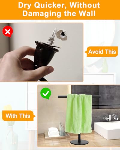 Matte Black T-Shape Hand Towel Holder Stand for Bathroom & Kitchen